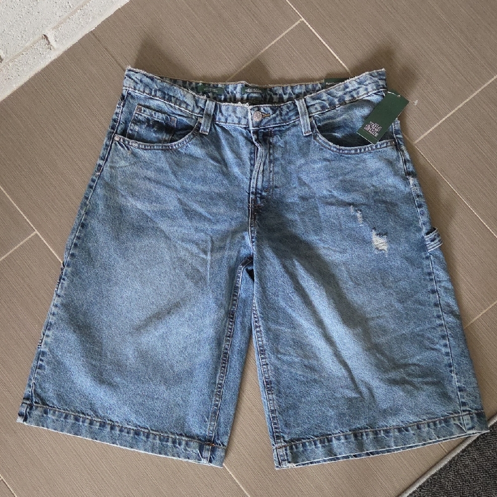 Wild Fable Denim Low Rise Carpenter Shorts Medium Wash Streetwear Grunge